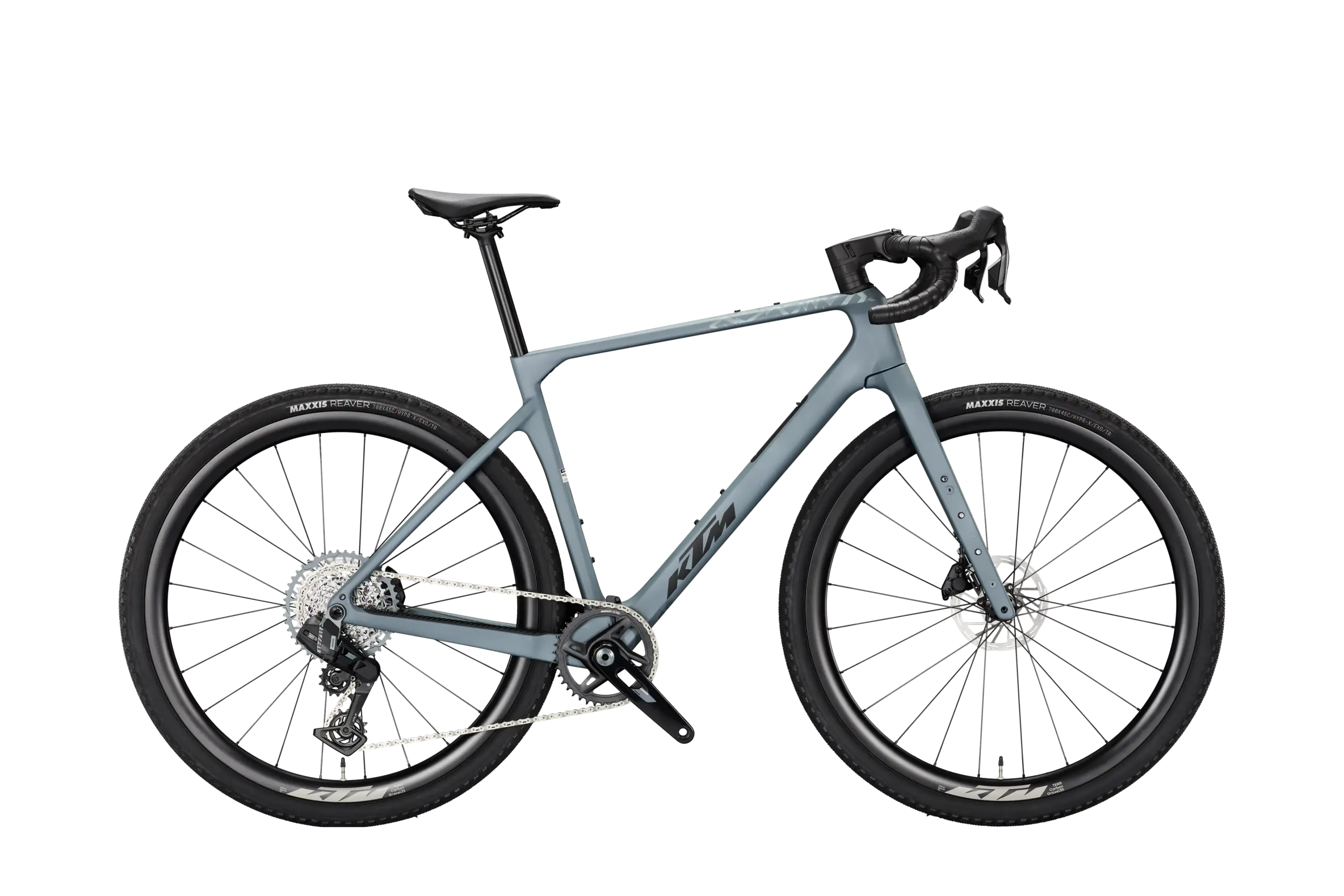 KTM Gravelator Master 2027 en color Cape Town Matt (negro), vista lateral completa sobre fondo blanco