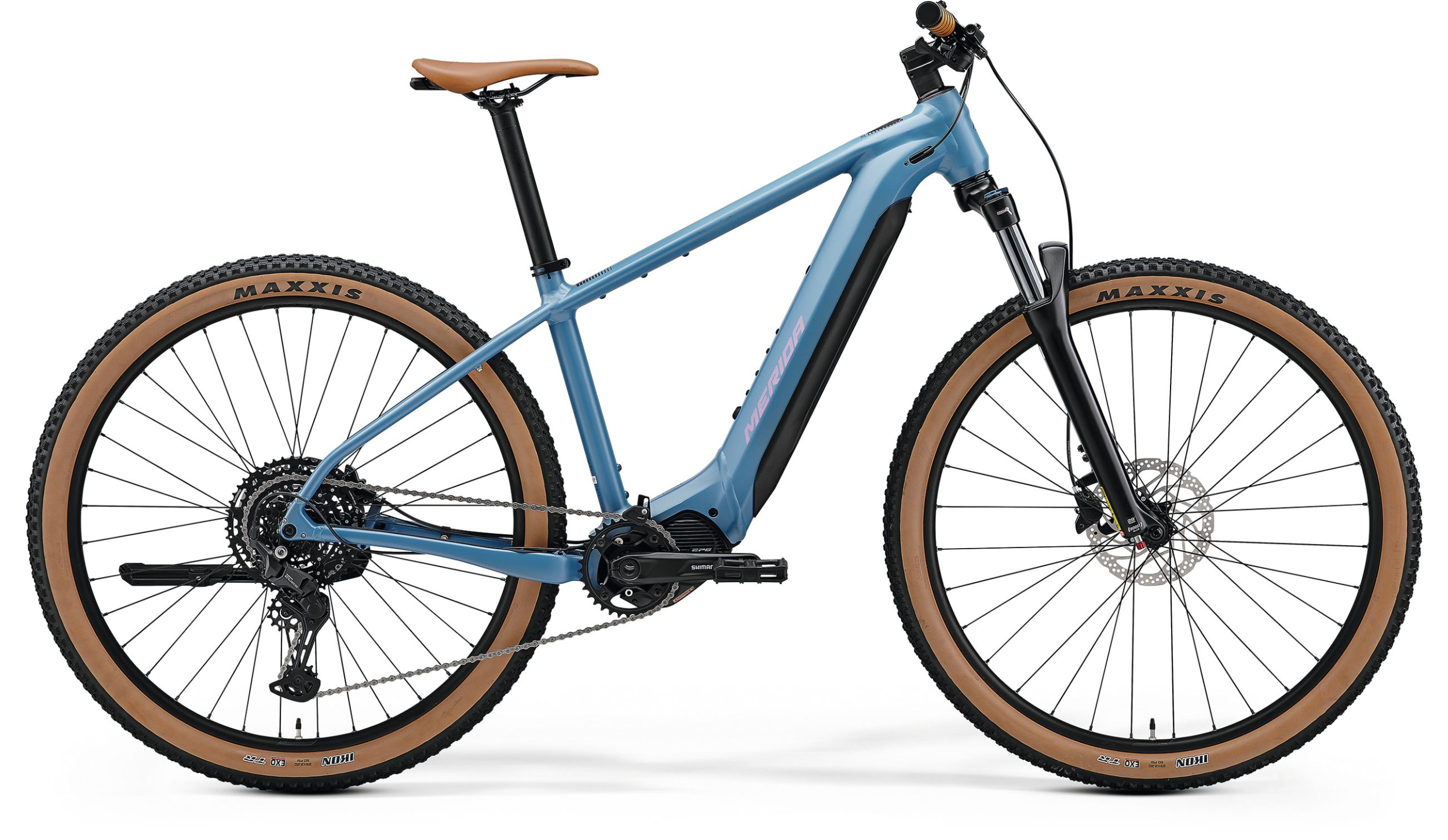 MERIDA EBIG NINE 400 2026 en color BLUE, vista lateral completa