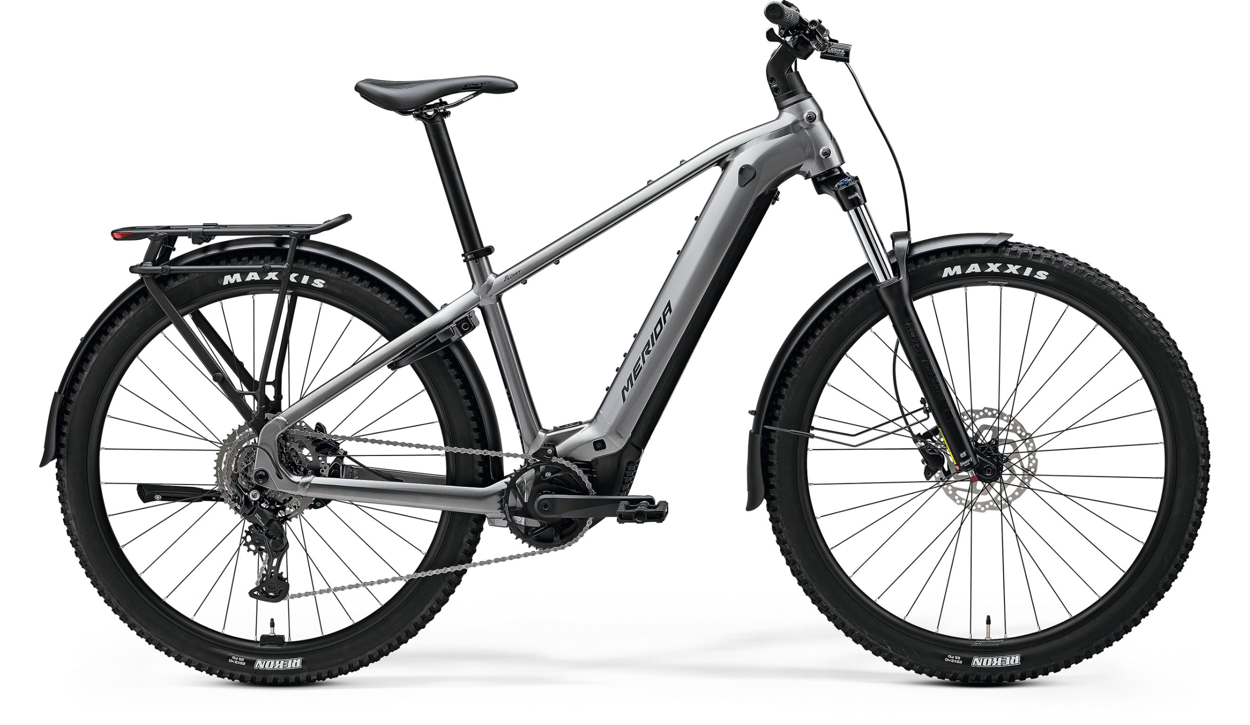 MERIDA EFLOAT CC 400 EQ 2026 en color GUNMETAL GREY, vista lateral completa