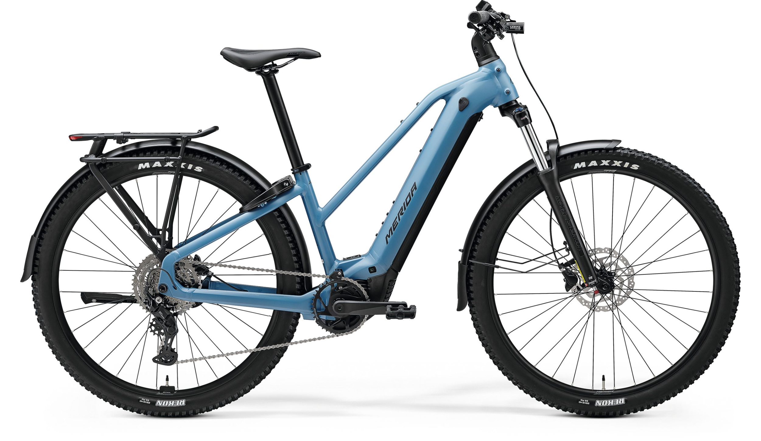 MERIDA EFLOAT CC 400 EQ W 2026 en color BLUE, vista lateral completa
