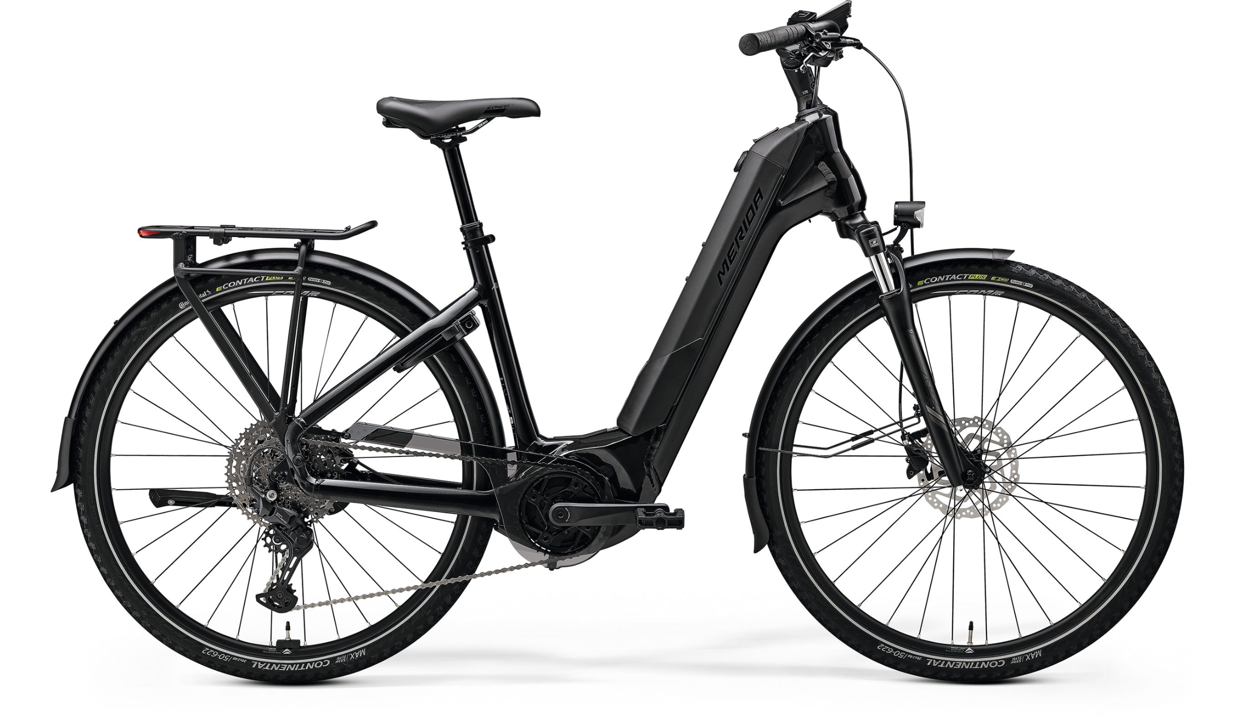 MERIDA EFLOAT CITY 600 EQ 2026 en color METALLIC BLACK, vista lateral completa