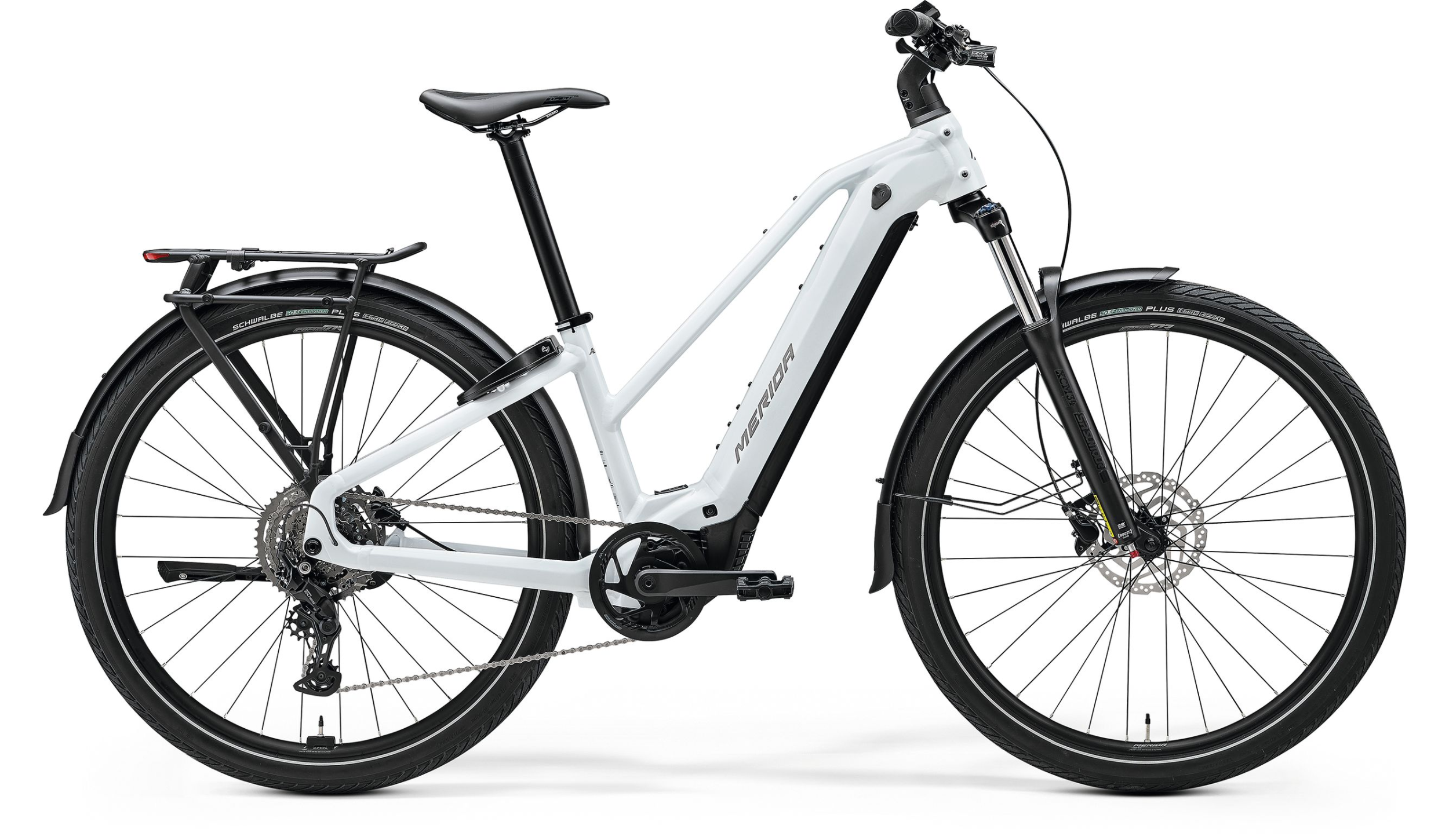 MERIDA EFLOAT TK 400 EQ W 2026 en color PEARL WHITE, vista lateral completa