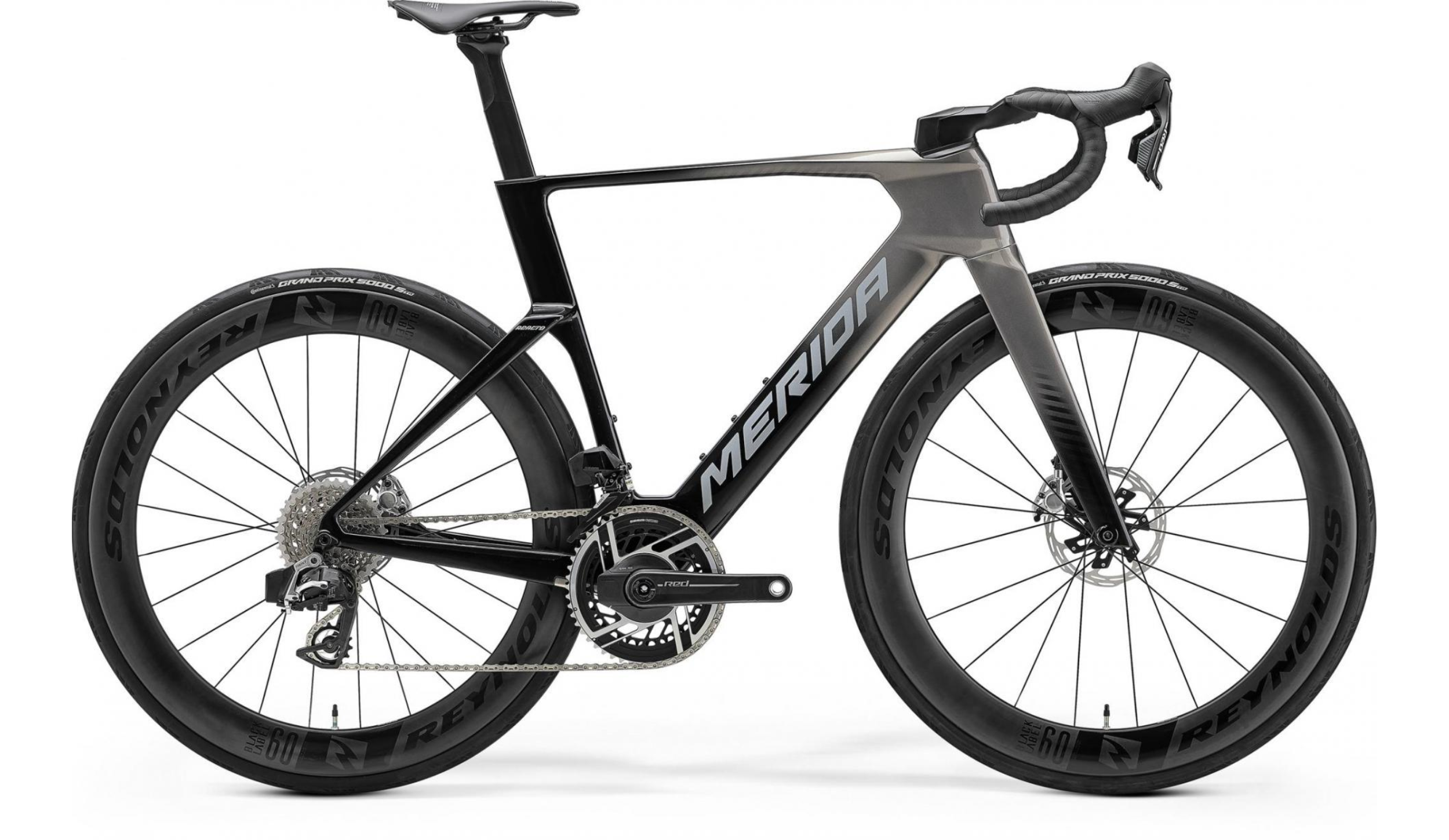 MERIDA REACTO 10K 2027 en color SLATE GREY, vista lateral completa