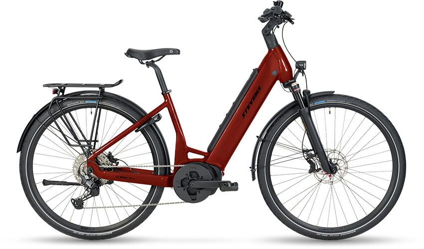 STEVENS E-TRITON 6.6.1 FORMA 2024 en color REDWOOD, vista lateral completa